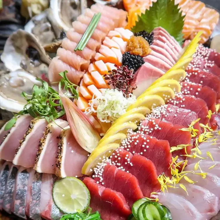 A sashimi platter featuring tuna, salmon and a variety of seafood at Park Restaurant, a sushi restaurants in Montreal