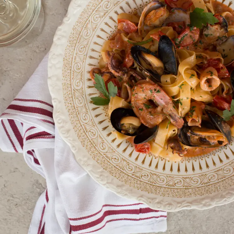 A seafood pasta at Marcello Ristorante and Pizzeria, one of the best Italian restaurants in Vancouver.