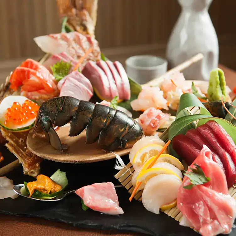 A platter featuring sushi, seafood and sashimi at JaBistro, one of the best sushi restaurants in Toronto