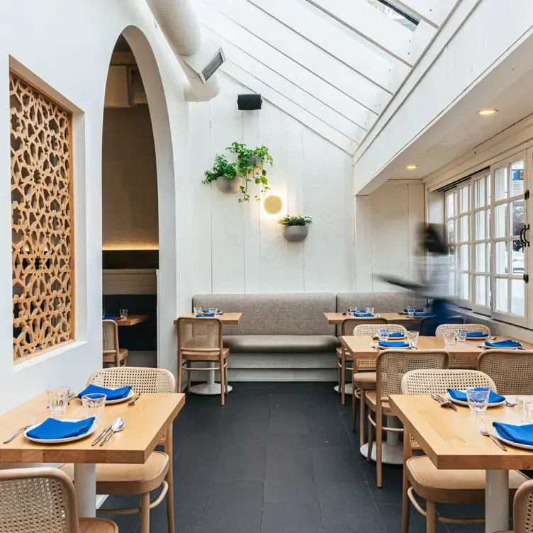 Bright and airy interiors with hanging plants at Delara, one of the best brunch spots in Vancouver