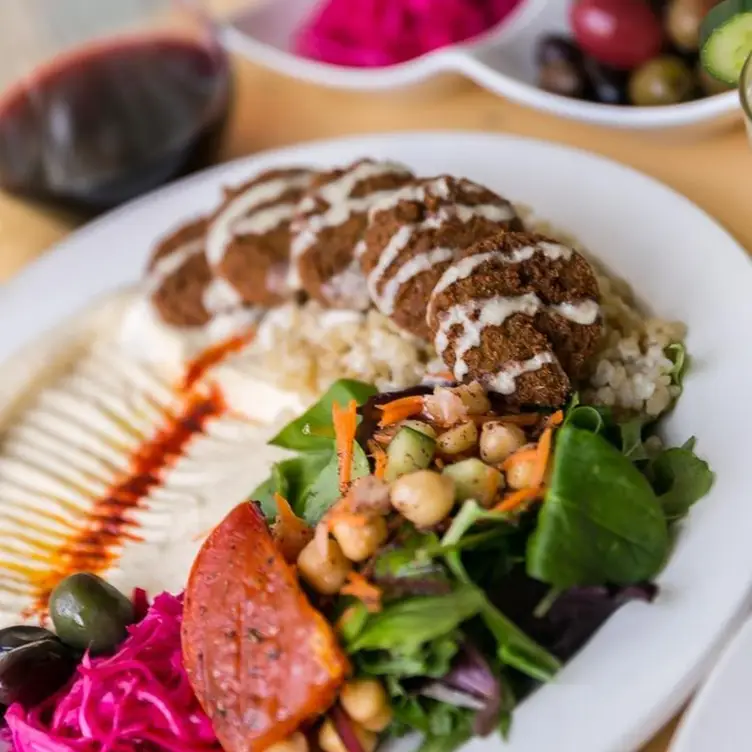 Falafel dishes are among Nuba’s go-to menu options, at one of the best vegetarian-friendly restaurants in Vancouver.