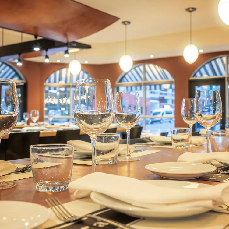 View of a set table at Mercato, one of the best Italian restaurants in Calgary.