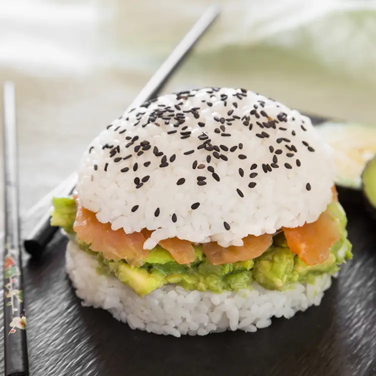 Vegan sashimi with rice and avocado at Bo Tree Plant-Based Cuisine, one of the best vegan restaurants in Toronto.