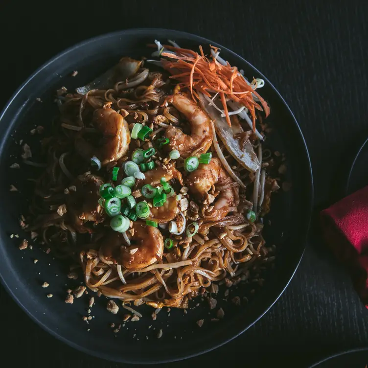 Shrimp pad thai at Meesai’s Thai Kitchen, maybe one of the best Thai restaurants near Toronto.