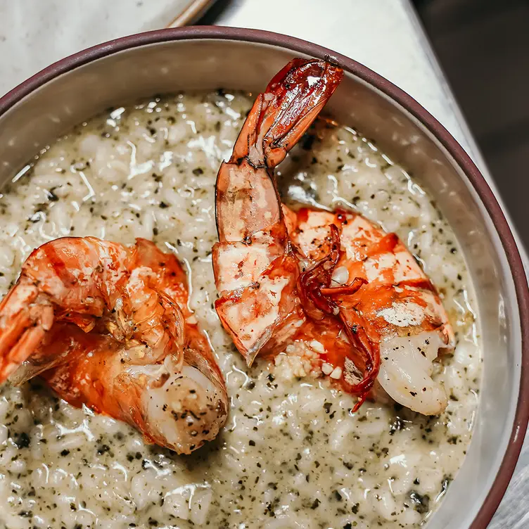 Jumbo shrimp risotto at Yokai Izakaya, one of the best Japanese restaurants Toronto offers.