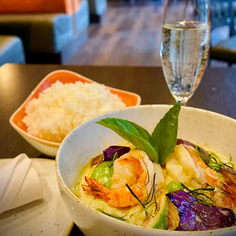 Yellow curry and rice with vegetables at Niagara’s Finest Thai, maybe the best Thai restaurant around Toronto.