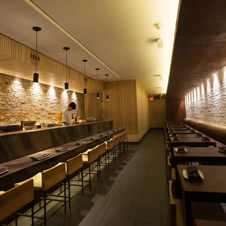 The long tables and plentiful seating at JaBistro, one of the best sushi restaurants Toronto has to offer.