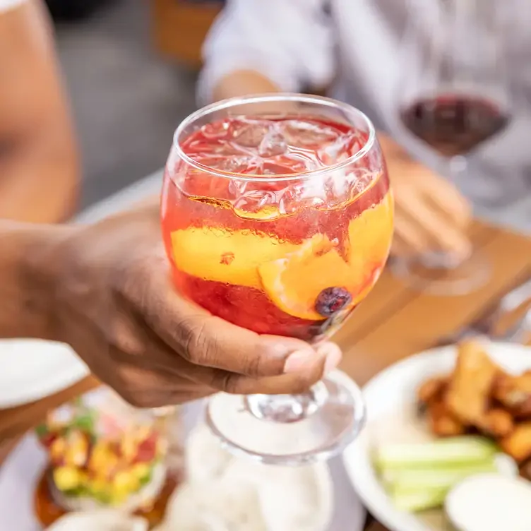 A fruity cocktail to pair with brunch at Moxies, one of the best brunch spots Edmonton has.