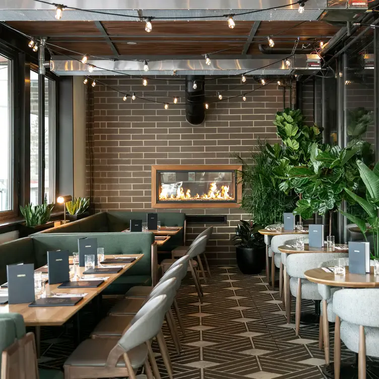 A dining room with plentiful plant life at Earls Kitchen + Bar, where you can find the best Edmonton brunch.