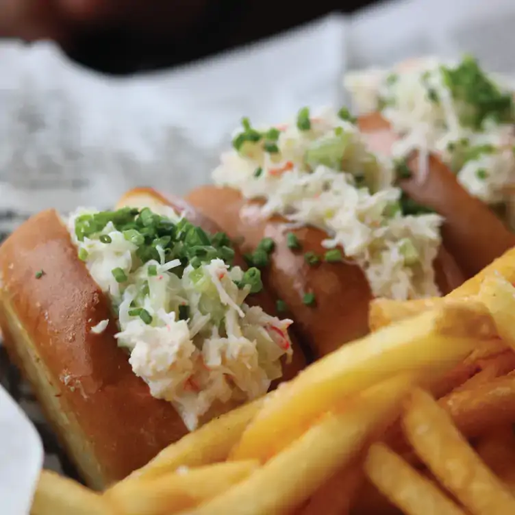 Crab rolls with fries at LIFT Bar Grill View.