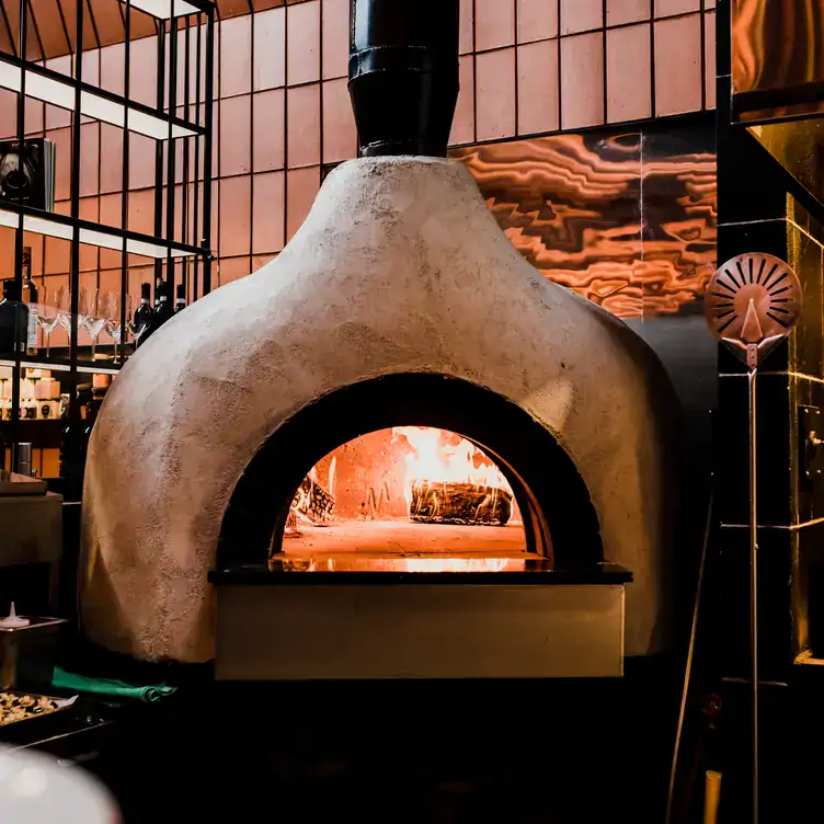 A pizza oven at Gusto 501 in Toronto