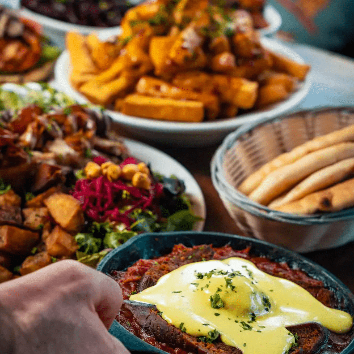 Shareable plates are the way to go when starting to taste your way through Chickpea’s enticing vegan menu. Credit: Chickpea - Book on OpenTable